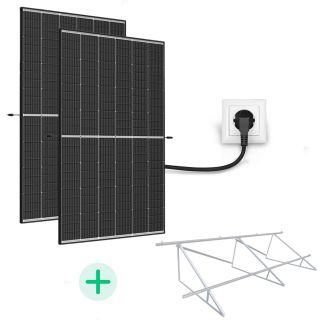 Kit Solaire Plug And Play 830 Wc-Pose au sol 1 ligne de 2 panneaux paysage