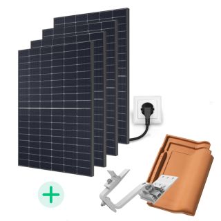 Kit Solaire Plug And Play - 1660 Wc - Fixations au choix-Sur tuiles 2x 2 panneaux portrait