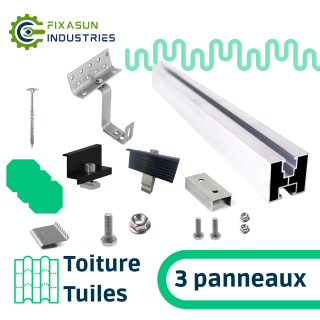 Fixasun - Kit de fixation sur toiture tuiles pour une rangée de 3 panneaux