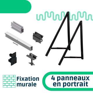 Kit de fixation mur / façade - 1 rangée de 4 panneaux en portrait