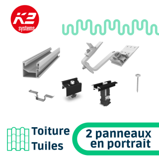 K2 Systems - Kit de fixation tuiles - 1x2 panneaux en portrait