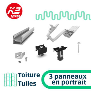 K2 Systems - Kit de fixation tuiles - 1x3 panneaux en portrait