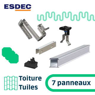 ESDEC - Kit de fixation tuiles - 1x7 panneaux en portrait ou paysage