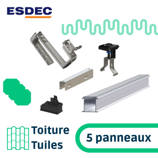 ESDEC - Kit de fixation tuiles - 1x5 panneaux en portrait ou paysage