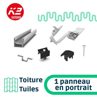 K2 Systems - Kit de fixation tuiles - 1x1 panneau en portrait