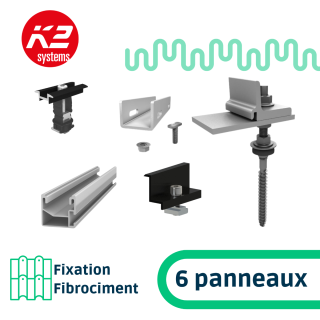 K2 Systems - Kit de fixation fibrociment- 1x6 panneaux 