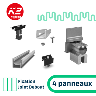 K2 Systems - Kit de fixation Joint Debout- 1x4 panneaux