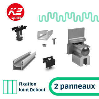 K2 Systems - Kit de fixation Joint Debout- 1x2 panneaux