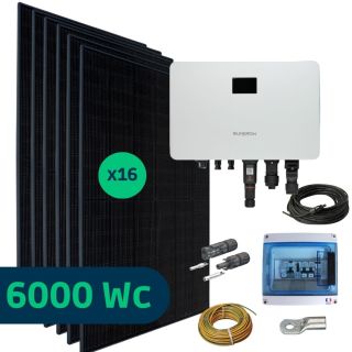 Kit Solaire 6000 Wc, JA Solar Full Black, Sungrow 6kW, Fixations au choix