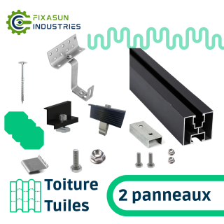 Fixasun - Kit de fixation sur toiture tuiles pour une rangée de 2 panneaux