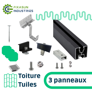 Fixasun - Kit de fixation sur toiture tuiles pour une rangée de 3 panneaux