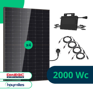 Kit Solaire Plug And Play Autoconsommation 2000W, Bifacial, DMEGC, Hoymiles, Fixations au choix