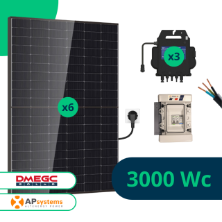 Kit Solaire Autoconsommation 3000 Watts - DMEGC 500 Biverre et Bifacial - APSystems DS3-H