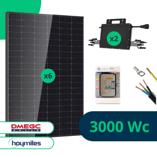 Kit Solaire Autoconsommation 3000 Wc, DMEGC 500 Biverre Bifacial, Hoymiles