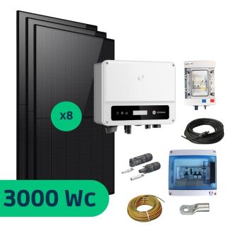 Kit Solaire Autoconsommation 3000w Full Black, Suivi de production intégré, Fixations au choix