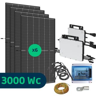 Kit Solaire Autoconsommation 3000 Wc, DMEGC 500 Biverre Bifacial, Hoymiles, Sans fixations